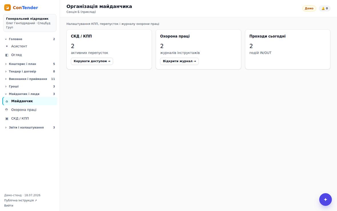 Організація майданчика